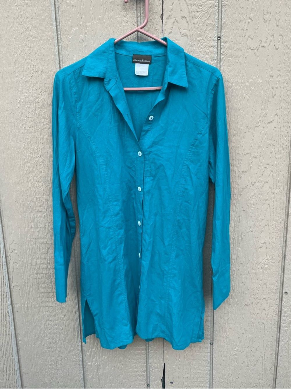 Tommy Bahama teal button up womens top size small